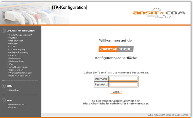 ansitel-Webinterface