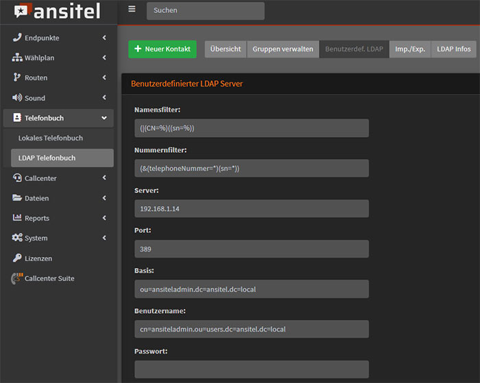 Telefonbuch und LDAP in Telefonanlage