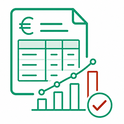 Icon für transparente Preise und planbare Investitionskosten