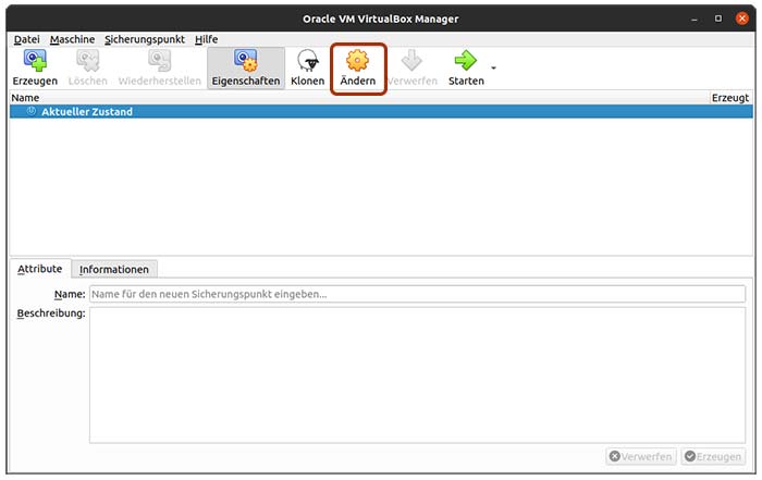 VirtualBox – Virtuelle Maschine angelegt