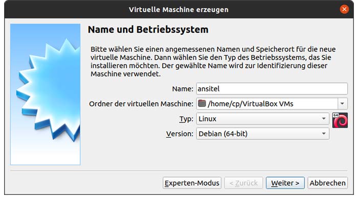VirtualBox – Name und Betriebssyteme