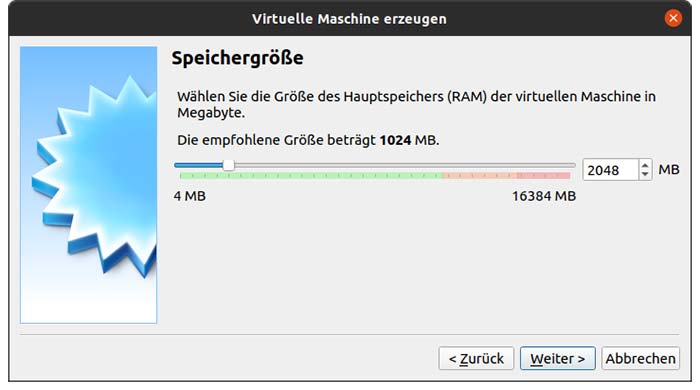 VirtualBox - Speichergröße