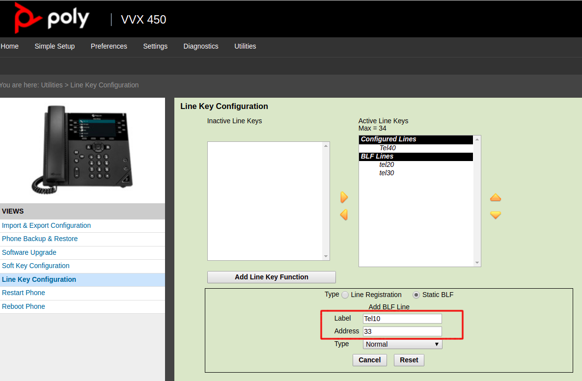 Definition BLF in Polycom Telefonen