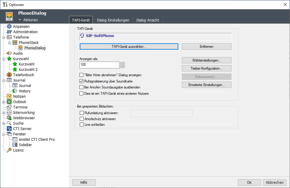 ansitel CTI Client als Softphone