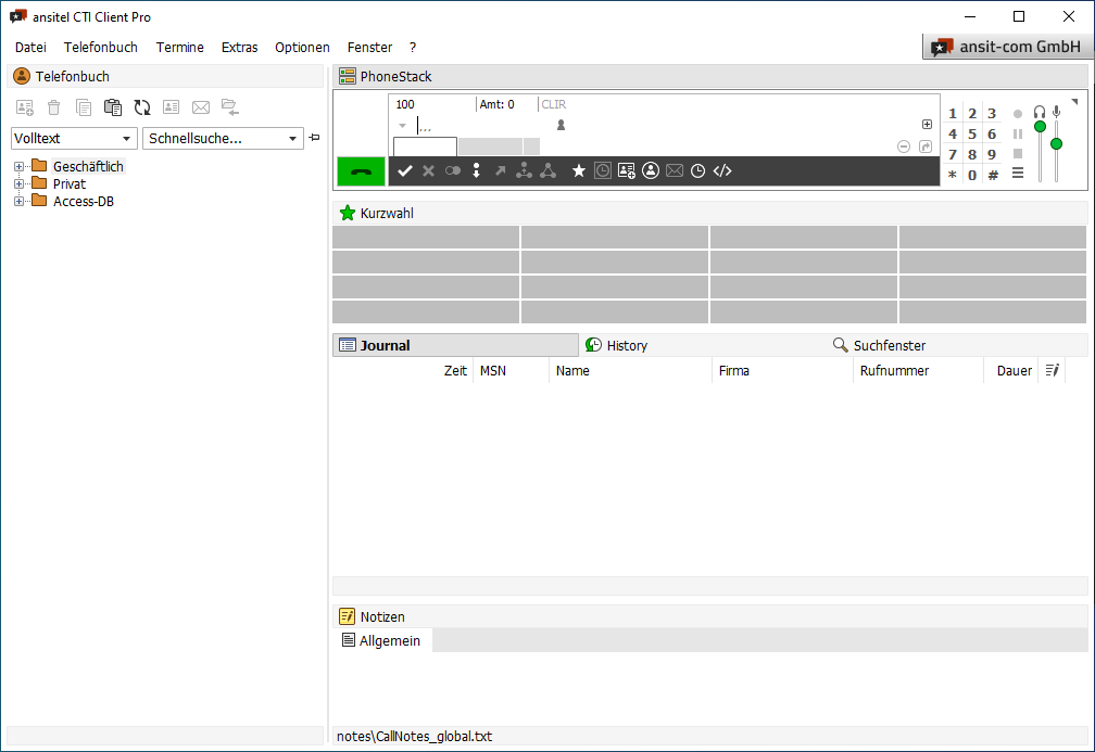 ansitel CTI Client einsatzbereit