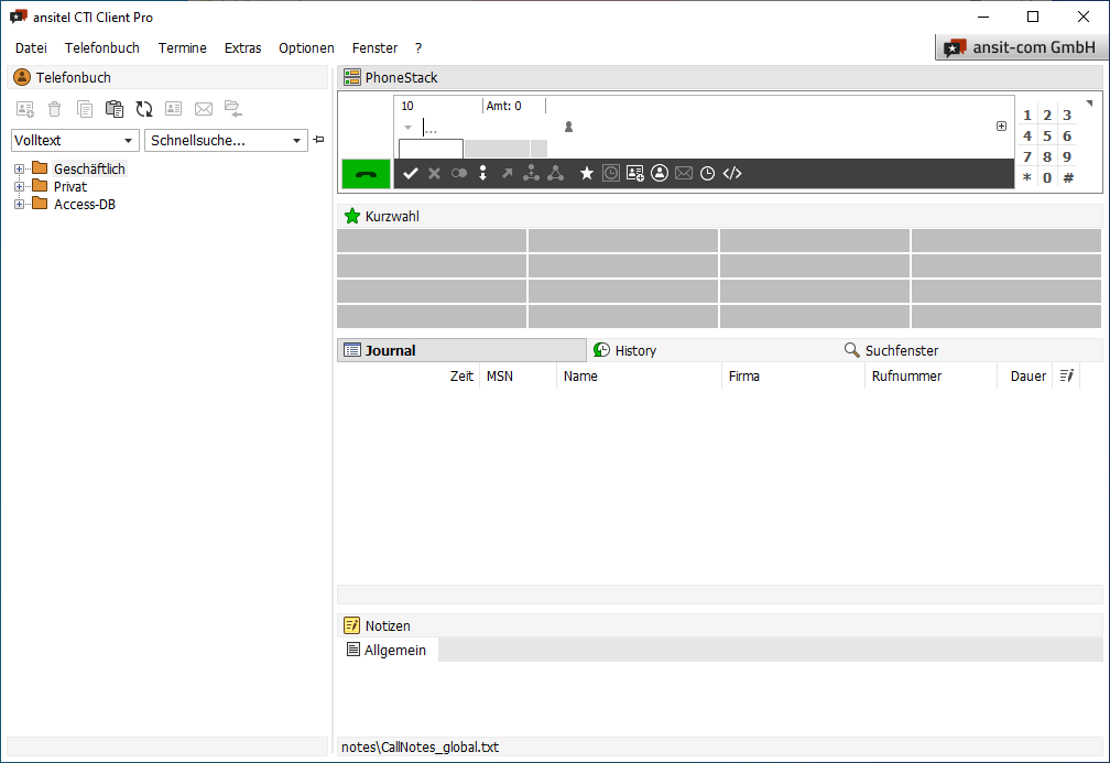 ansitel CTI Client einsatzbereit