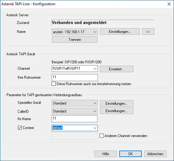 TAPI-Line bearbeiten