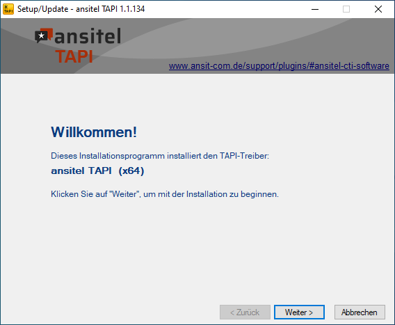 ansitel TAPI installieren