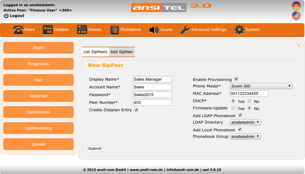 ansitel webinterface 3 0 13 ansitel 3 0 13 phone book list