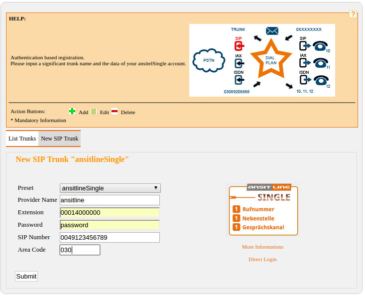 create ansitline line