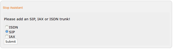 Select SIP trunk