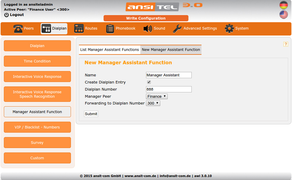 Create manager assistant function