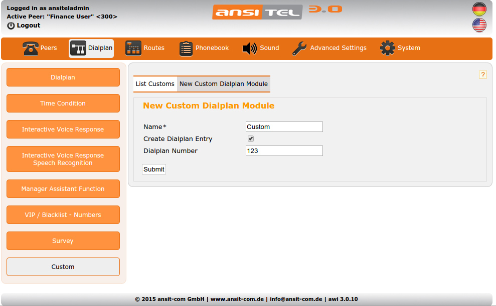 New custom dialplan module