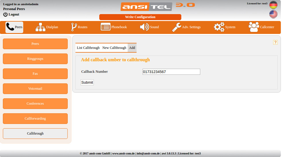 Valid callback numbers