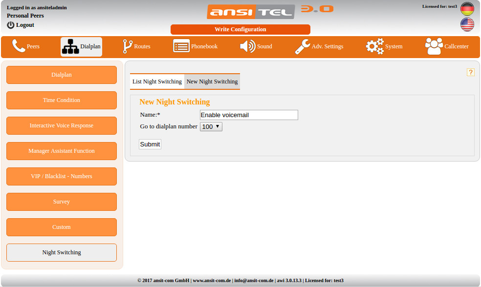 Create night switching