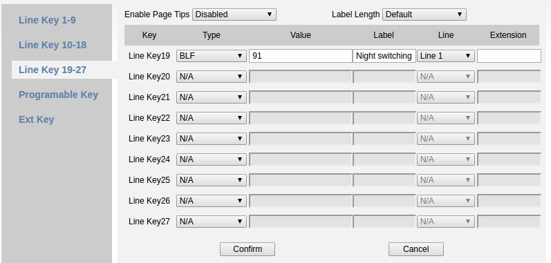 Night switching key on phone