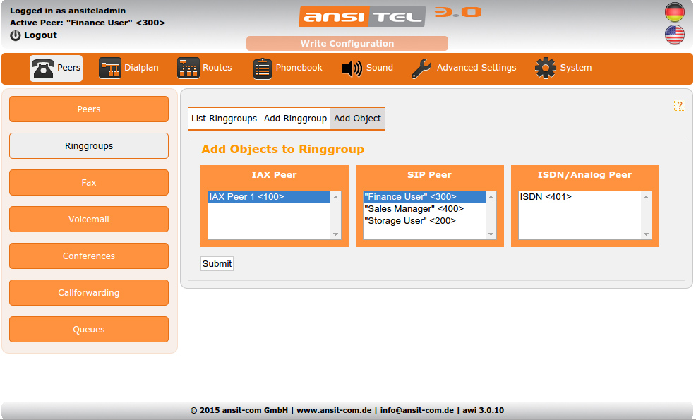 Add object to ring group