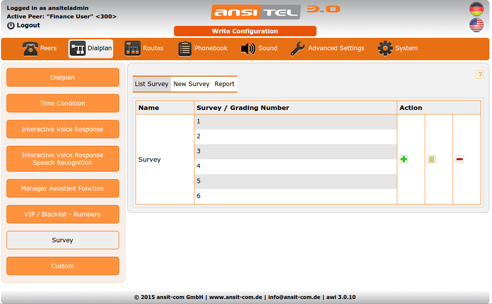 Overview of survey / grading numbers