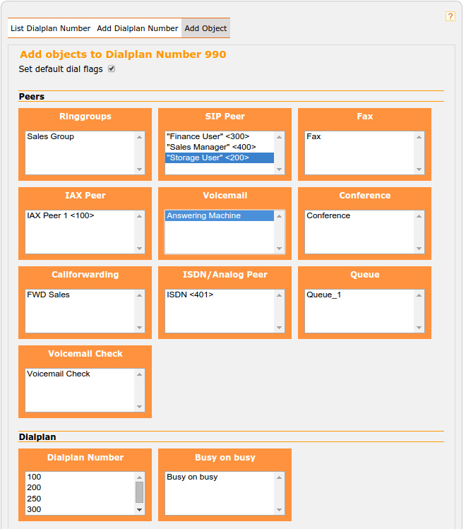Add object to dialplan number