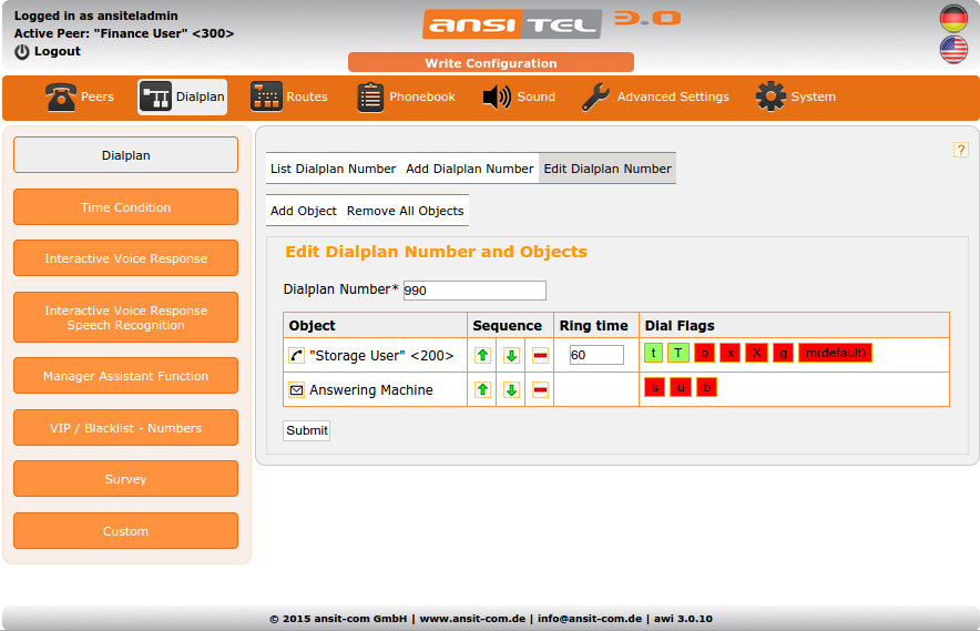 Edit dialplan number