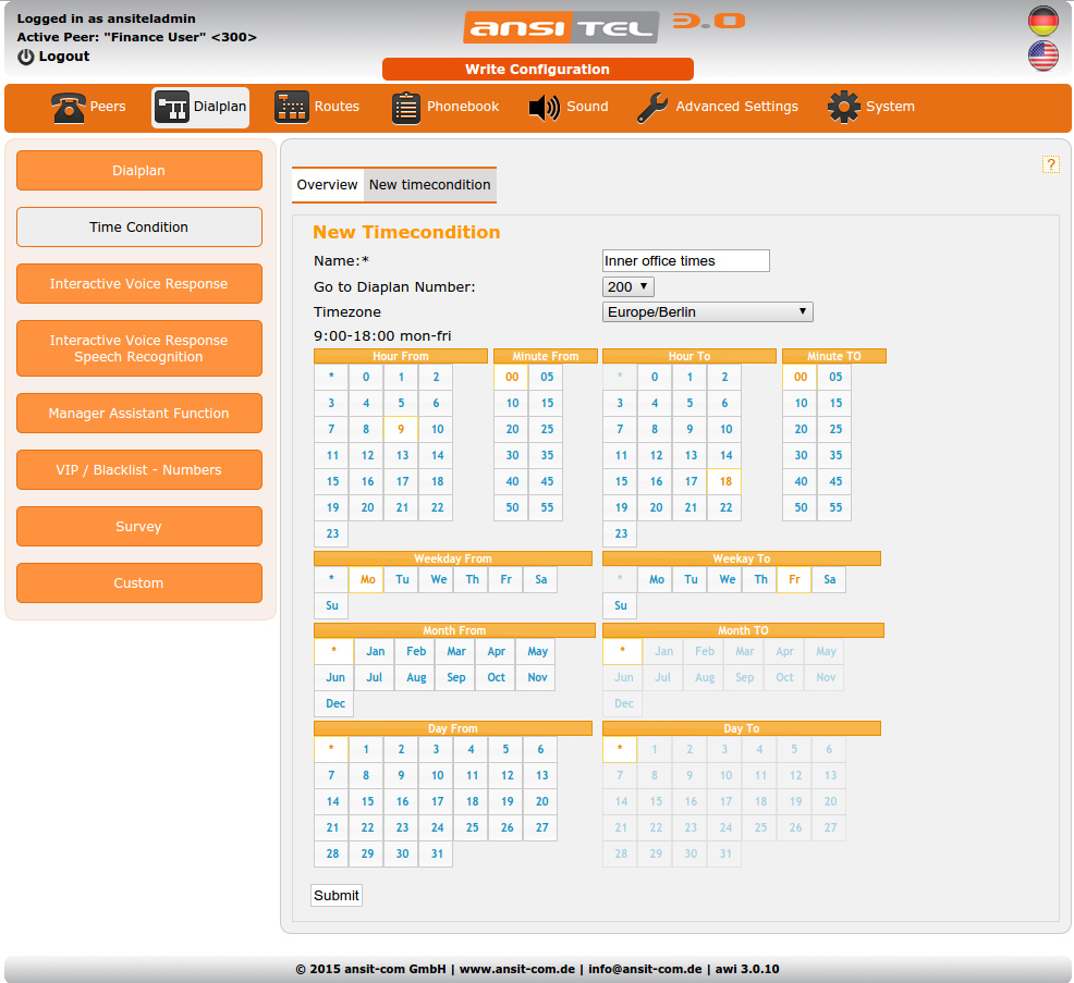 Create timeconditions